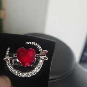 Paparazzi Red Heart Gem Rhinestone Ring NWT